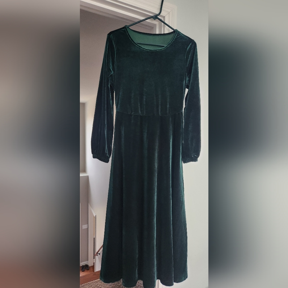 Hunter green velvet dress